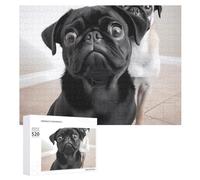 520 Piece Jigsaw Puzzles for Adults Cool Cute Black Pug Dog Puzzles Large Puzzles Game Decompression Leisure Entertainment Wood Puzzle Relaxation Sensory Toys Room Decor for Women Men