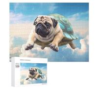 520 Piece Jigsaw Puzzles for Adults Cool Funny Turtle Pug Dog in The Puzzles Large Puzzles Game Decompression Leisure Entertainment Wood Puzzle Relaxation Sensory Toys Room Decor for Women Men