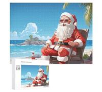 520 Piece Jigsaw Puzzles for Adults Cool Santa Claus at Beach Puzzles Large Puzzles Game Decompression Leisure Entertainment Wood Puzzle Relaxation Sensory Toys Room Decor for Women Men