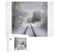 520 Piece Jigsaw Puzzles for Adults Cool Snowy Train Tracks Puzzles Large Puzzles Game Decompression Leisure Entertainment Wood Puzzle Relaxation Sensory Toys Room Decor for Women Men