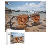 520 Piece Jigsaw Puzzles for Adults Cool Sunglasses on The Beach Puzzles Large Puzzles Game Decompression Leisure Entertainment Wood Puzzle Relaxation Sensory Toys Room Decor for Women Men