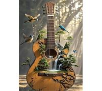 520 Piece Jigsaw Puzzles for Adults Guitar Birds Puzzle Fun Challenges Perfect for Relaxation Letter Printed on Back Interlock Perfectly No Dust for Men Women Elders Seniors 20.5 x 15 inch