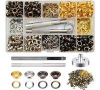 520 Sets 4-Colors Eyelet Punch Kit with 3Pcs Setting Tools, 6mm | Brass Metal Eyelets Grommet Kit for Fabric, Canvas, Tarpaulin, Leather, Tent, Awning, DIY Craft