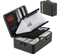 5200℉ Fireproof Document Bag, Insulated Document Box with Lock, Important Document Organizer with Waterproof Zipper, Portable Soft Home Travel Office Safe Storage for Legal/Letter/A4 Files,Black