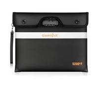 5200℉ Fireproof Document Bag with Lock, Portable Money Bag with Zipper Closure, Waterproof Envelope with Reflective Strip for A4 Letter, Tablet, Valuables, Cash and Passport(14.3"x11.2", Black)
