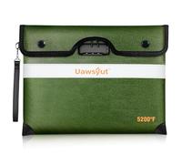 5200℉ Fireproof Document Bag with Lock, Portable Money Bag with Zipper Closure, Waterproof Envelope with Reflective Strip for A4 Letter, Tablet, Valuables, Cash and Passport(14.3"x11.2", Green)