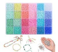 5200-Piece Glass Beads for Jewellery Making, Beads for Embroidery, Seed Beads in 24-Grid Storage Box, Tiny Beads for Jewellery Making and DIY Crafts