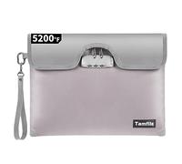 5200F Fireproof Money Bag with Lock, Waterproof Document Bag with Zipper, 8 Layers Fire Insulation, Safe Storage Pouch for Cash, Passport, Certificate (10" x 13", Silver)