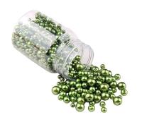 520pcs ABS Dark Green Round Pearl Beads for Bracelet Making,3-8mm Mix Size Pearl Loose Beads Bulk for DIY Jewlery Making,Beading Crafting