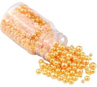 520pcs ABS Gold Round Pearl Beads for Bracelet Making,3-8mm Mix Size Pearl Loose Beads Bulk for DIY Jewlery Making,Beading Crafting