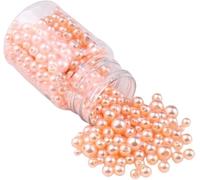 520pcs ABS Orange Round Pearl Beads for Bracelet Making,3-8mm Mix Size Pearl Loose Beads Bulk for DIY Jewlery Making,Beading Crafting