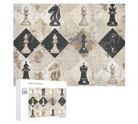 520PCS Jigsaw Puzzle for Adults Personalized Picture Puzzle Chess Piece Brown Pattern Customized Wooden Puzzles for Family, Birthday, Wedding, Game Nights Gifts Animal Puzzles 20.5x15 Inches