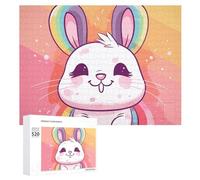 520PCS Jigsaw Puzzle for Adults Personalized Picture Puzzle Chubby Rabbit Customized Wooden Puzzles for Family, Birthday, Wedding, Game Nights Gifts Animal Puzzles 20.5x15 Inches