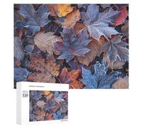 520PCS Jigsaw Puzzle for Adults Personalized Picture Puzzle Frost Covered Leaves Customized Wooden Puzzles for Family, Birthday, Wedding, Game Nights Gifts Animal Puzzles 20.5x15 Inches