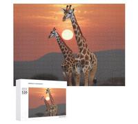 520PCS Jigsaw Puzzle for Adults Personalized Picture Puzzle Giraffe At Sunset Customized Wooden Puzzles for Family, Birthday, Wedding, Game Nights Gifts Animal Puzzles 20.5x15 Inches