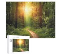 520PCS Jigsaw Puzzle for Adults Personalized Picture Puzzle Sunrise on The Woods Path Customized Wooden Puzzles for Family, Birthday, Wedding, Game Nights Gifts Animal Puzzles 20.5x15 Inches