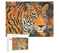 520PCS Jigsaw Puzzle for Adults Personalized Picture Puzzle Tiger Botanical Print Customized Wooden Puzzles for Family, Birthday, Wedding, Game Nights Gifts Animal Puzzles 20.5x15 Inches