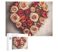 520PCS Jigsaw Puzzle for Adults Personalized Picture Puzzle Valentine Rose Heart Shape Customized Wooden Puzzles for Family, Birthday, Wedding, Game Nights Gifts Animal Puzzles 20.5x15 Inches