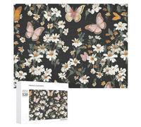 520PCS Jigsaw Puzzle for Adults Personalized Picture Puzzle Various Butterflies and Daisies Customized Wooden Puzzles for Family, Birthday, Wedding, Game Nights Gifts Animal Puzzles 20.5x15 Inches