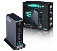 520W GaN5 8-Port USB Charger: 4×100W PD USB-C + 4×30W USB-A, Compact for iPhone, MacBook, Galaxy, Laptops, PS5, Steam Deck, Dell XPS - Home/Travel Adapter