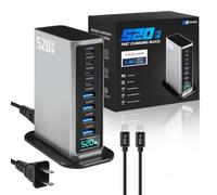 520W USB C Charger Block, 8-Port GaN Fast Charging Station for MacBook Air/Pro, Dell, iPhone 15/14, iPad, Samsung, PD 100W USB-C and USB-A Laptop/Phone Adapter, Travel and