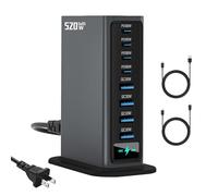 520W USB C Charger Block | 8 Ports GaN Fast Charging Station Hub|PD 100w Type C & USB A Laptop Cell Phone Charger Adapter | for MacBook Air/Pro, iPhone, iPad, Game Consoles | Travel Home Office Use