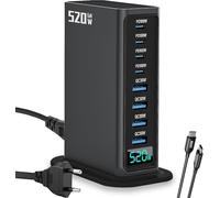 520W USB C Fast GAN Charger Block，8 Port USB Charging Station，Suitable for Multiple DevicesSmartphoneLaptopWall Charger Compatible (Gun Color)