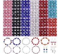 521pcs 7 Color Rhinestone Beads 10mm, Songxi Glass Beads for Jewelry Making Bling Beads for Baseball Necklace Bracelets Pen Earrings with Spacer Beads, DIY and Craft, Sparking and Bling Beads