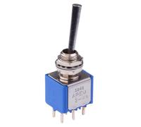 5246A25 APEM On-On 6.35mm Miniature Toggle Switch DPDT 4A 30VDC with Long Lever Actuator