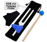 528 Hz Solfeggio Tuning Fork Set - 6.77 inch Aluminum Alloy Harmony Tuning Fork with Reflex Hammer, Cleaning Cloth & Carry Bag for Meditation, Relaxation, Vibrational Sounds & Music Instrument Tuning