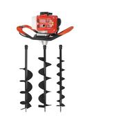 52CC 2 Stroke Petrol Earth Auger Fence Post Hole Borer Kit with 3 Drill Attachments (100mm, 150mm, 200mm Dia) and Extension Ground Hole Borrer Digger 2.3HP Spiral Digger