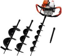 52cc 2-Stroke Petrol Earth Auger with 3 Drill Bits & Tool Kit | 52cc 2-stroke engine, 3 drill bits (100/150/200mm), 25:1 fuel mix, for fence posts and planting.
