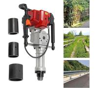 52Cc 2-Stroke Petrol Pile Driver, Fence Driver Hand 1900W, 3 Hole Adapters 55Mm/70Mm/100Mm, Air Cooling, Single Cylinder, Manual Pull Starter