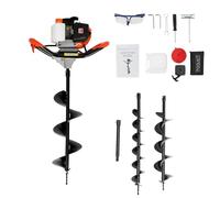 52CC 2Stroke Petrol Earth Auger Fence Post Ground Hole Borrer Digger 2.3HP Single Cylinder Air-cooledAuger Post Hole Digger with 3 Drill Attachments (100mm, 150mm, 200mm Dia)