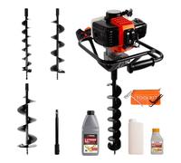 52cc Petrol Earth Auger + 1L 2-Stroke Oil - Powerful & Efficient Post Hole Borer