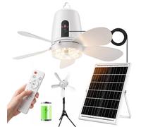 52Cm 15W Solar Ceiling Fan Light, 12000Mah Rechargeable Fan With Remote & Tripod, Portable Wireless Fan For Patio, Camping,rv,tent