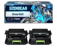 52D0ZA0 Drum Unit Compatible for Lexmark MX717de Printers, With Chip Large Capacity 60000 Pages (2-Pack Black)