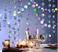 52ft Circle Dot Streamer - Rainbow Twinkle Paper Streamer - Metallic Paper Garland with Double Sided Iridescent Design for Birthday, Anniversary, Wedding