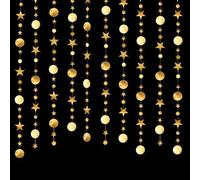 52Ft Gold Twinkle Circle Dot Star Garland Decoration,Hanging Shiny Paper Garland for Backdrop Kid Room Birthday Baby Shower Wedding Graduation Party Decorations