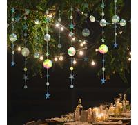 52ft Iridescent Circle Dot Streamer Garland Decoration, Party Decorations Twinkle Star Streamer Star Garland Decoration For Birthday Party Wedding Baby Shower Anniversary Decor(Colorful silver)