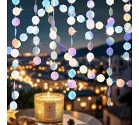 52Ft Iridescent disco Circle Dot Garland 4Pcs Hanging Circle Streamers Decor Rainbow Paper Banner Backdrop for Wedding Birthday Anniversary Party Decoration