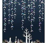 52Ft Iridescent Leaf Garland Holographic Paper Colorful Hanging Leaves Streamer Banner for Birthday Baby Shower Wedding Engagement Bridal Shower Bachelorette Holiday Euphoria Party Decoration Supplies