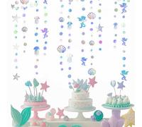52Ft Mermaid Party Decorations - Iridescent Under the Sea Garland with Jellyfish Seashell Bubble Starfish - Tropical Summer Hawaiian Beach Party Supplies for Kids Birthday Baby Shower Wedding
