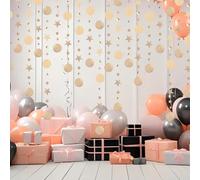 52Ft Reflective Star Paper Garland Glitter Star Garland Banner Party Decorations Hanging Paper Streamer for Birthday Wedding Bridal Baby Shower Bachelorette Anniversary Party Decoration(A)