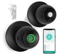 52HZ Fingerprint Door Knob with Lock, 3 in 1 Smart Finger Print Door Lock, Auto Lock, Tuya App Control & Key, Biometric Thumbprint Door Locks for Bedroom, Garage, Home & Office, Matte Black