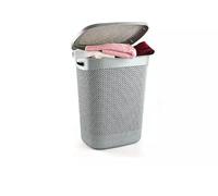 52L,50L,43L & 9L Plastic Slim Lid Bin Laundry Basket Clothes Washing Hamper Organiser Storage Container (52L Drop Design Ice Grey)