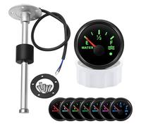 52mm (2") Universal Fuel & Water Level Gauge Kit with 225mm Water/Fuel level Sender Sensor, 7-Color Backlight, 0-190ohms, 12V/24V for Boat, RV, Truck, Car, Marine