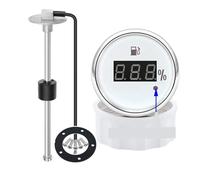 52mm Auto Digital Fuel Level Gauge 0-190ohm/240-33ohm Range With Alarm Red Light Oil Tank Indicator Meter Reliable Replacement(240-33ohm,125mm SensorXGauge)