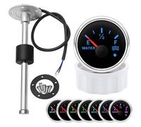 52mm Marine Water Fuel Level Gauge with Sensor, 12V/24V Tank Meter, 7-Color LED Backlight, 450mm Sending Unit for Sailboat, Boat, Yacht