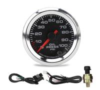52mm Oil Pressure Gauge 12V 0 100psi 7 Color Pointer Gauge with Stepper Motor Compatible with Most Automotive RV and Yacht Dashboards Supports Seven Backlight Color Switches